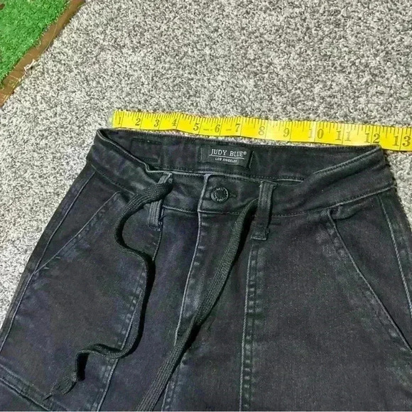 Judy Blue Jeans Women's 3/26 Jogger Black Stretch Denim Drawstring High Rise*** - Picture 7 of 12